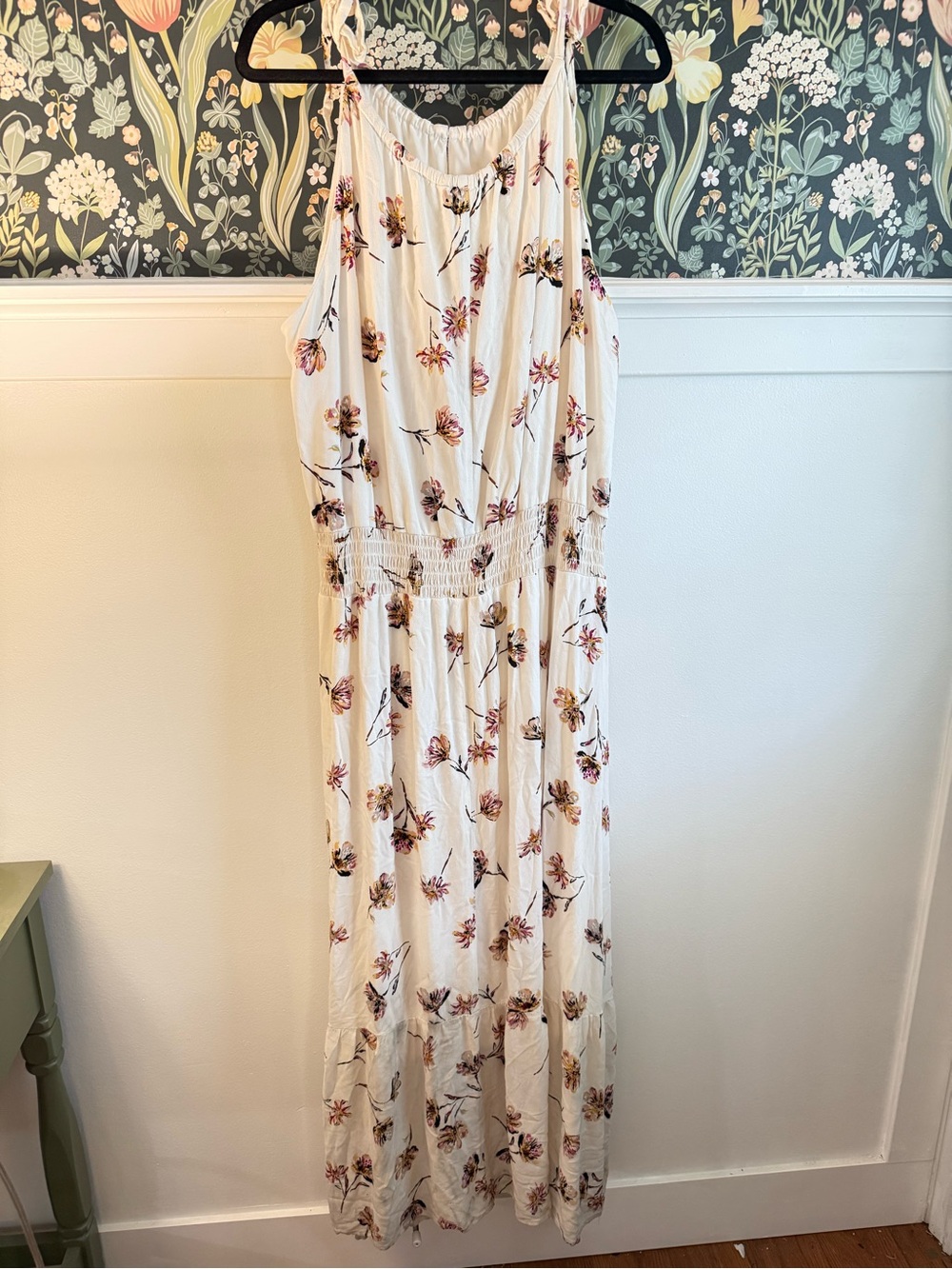 Women's Cream Boho Floral Maxi Summer Dress